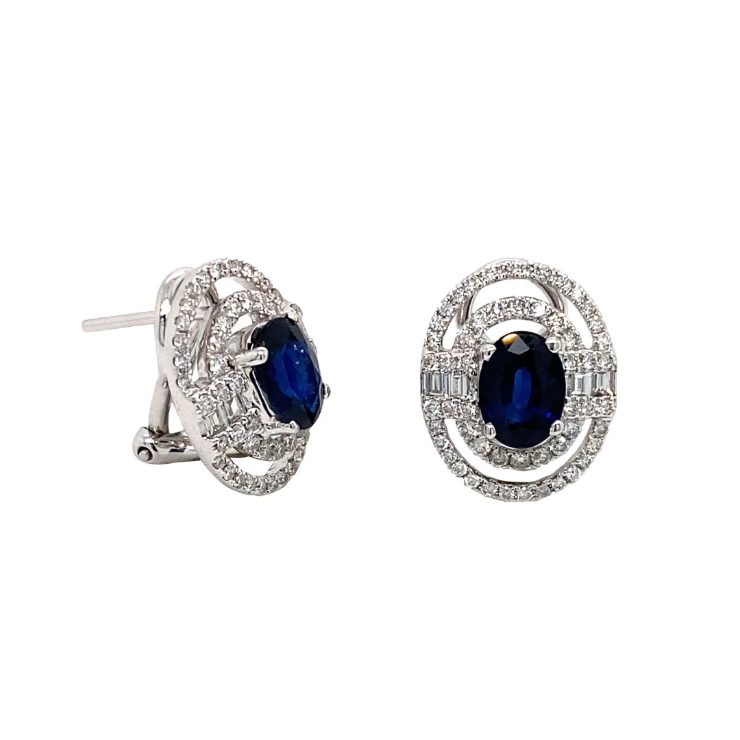 18K White Gold Sapphire Earrings