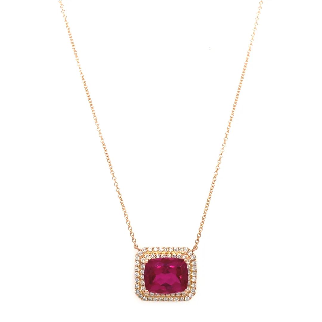 18K Rose Gold Rubellite Necklace