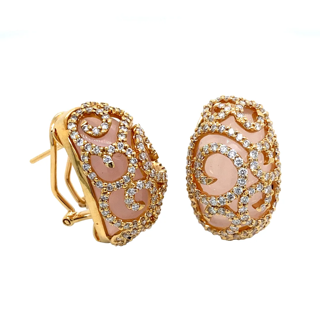 18K Rose Gold Rose Quartz Earrings