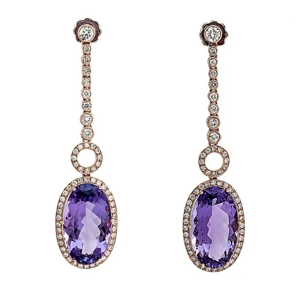 18K Rose Gold Amethyst Earrings