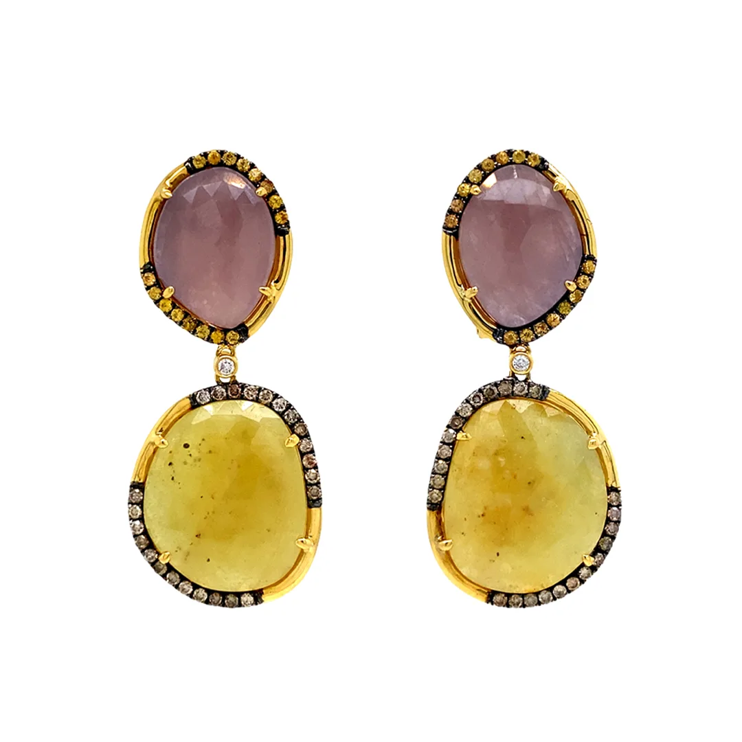 18K Yellow Gold Fancy Sapphire Earrings