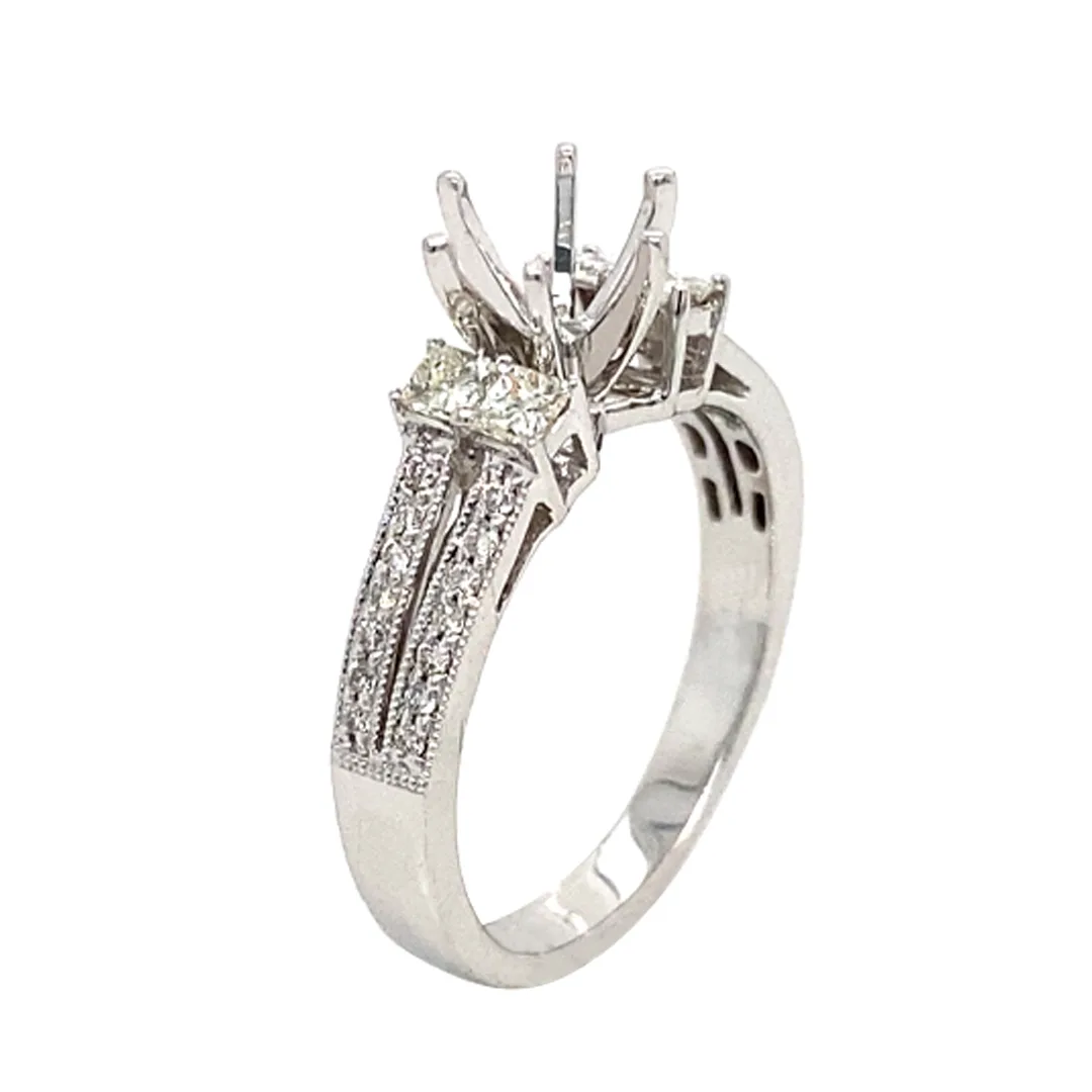 18K White Gold Semi Mount Ring