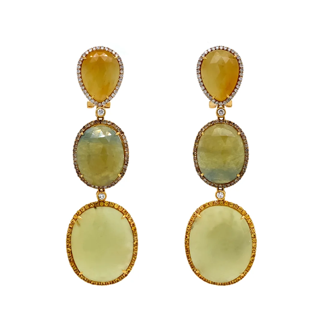 18K Yellow Gold Fancy Sapphire Earrings