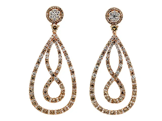18K Rose Gold Brown Diamond Earrings