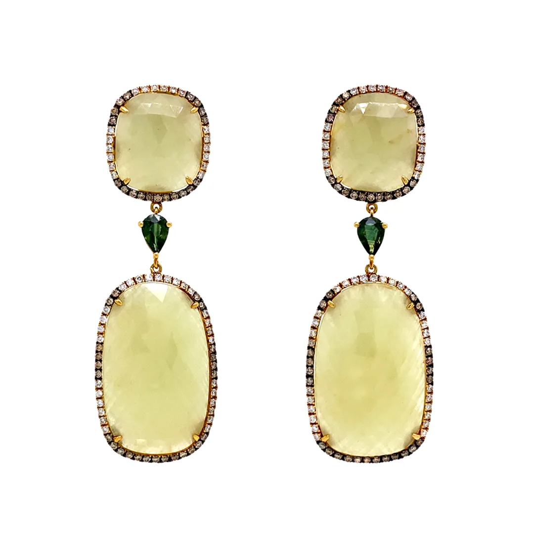 18K Yellow Gold Fancy Sapphire Earrings