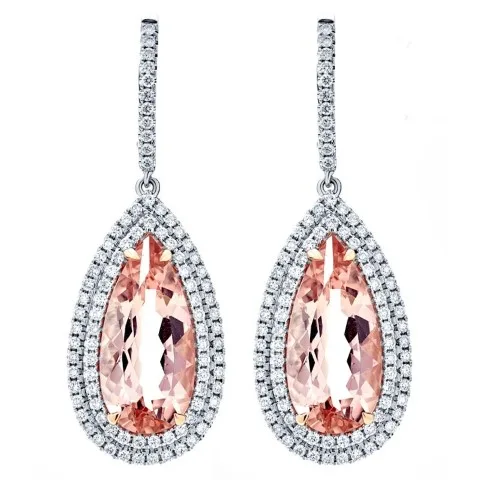 18K Two-Tone Morganite Earrings