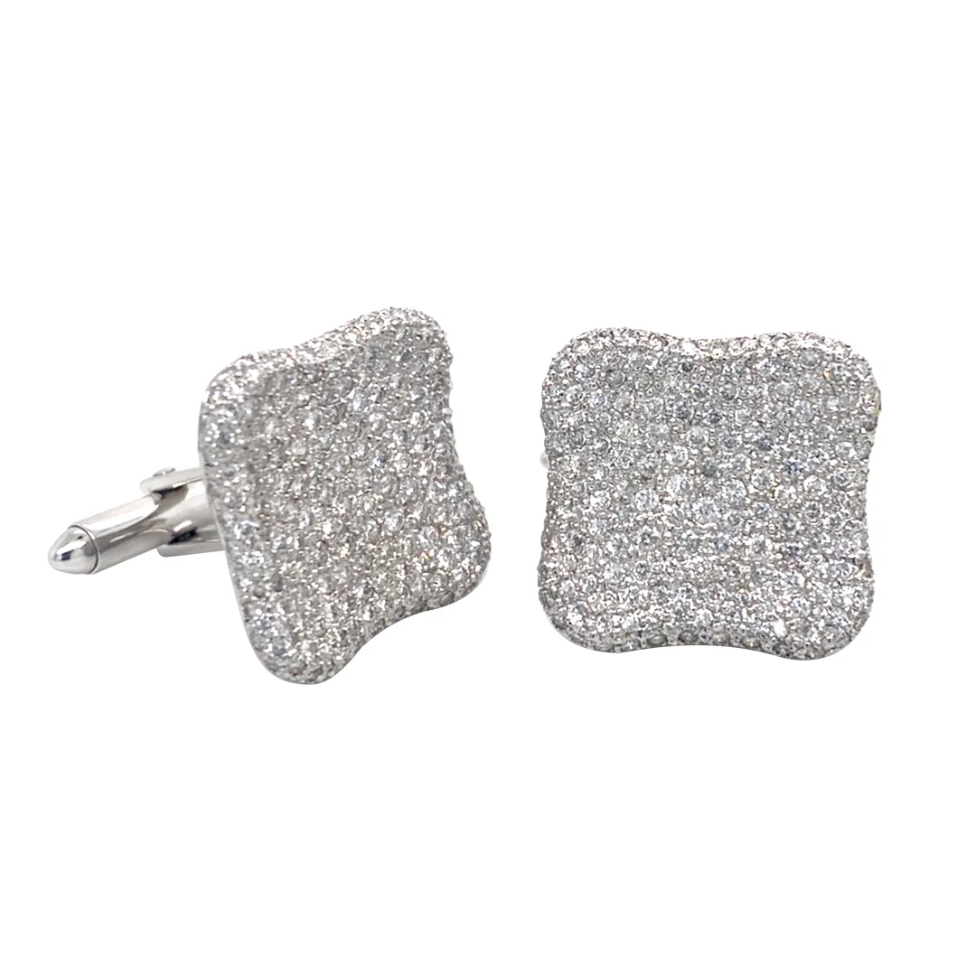 18K White Gold Diamond Cufflinks