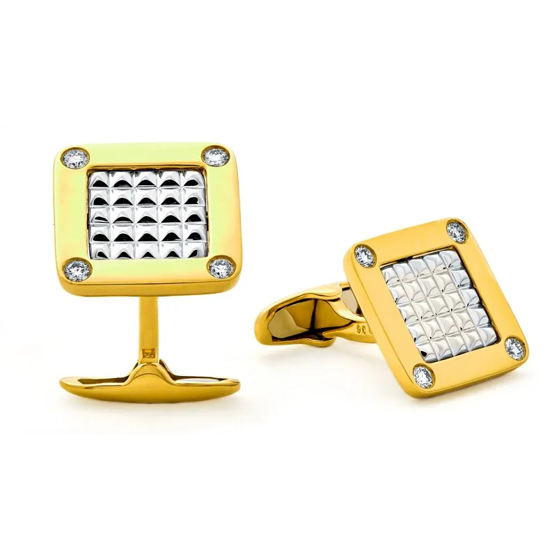 18K Two-Tone Gold Diamond Cufflinks