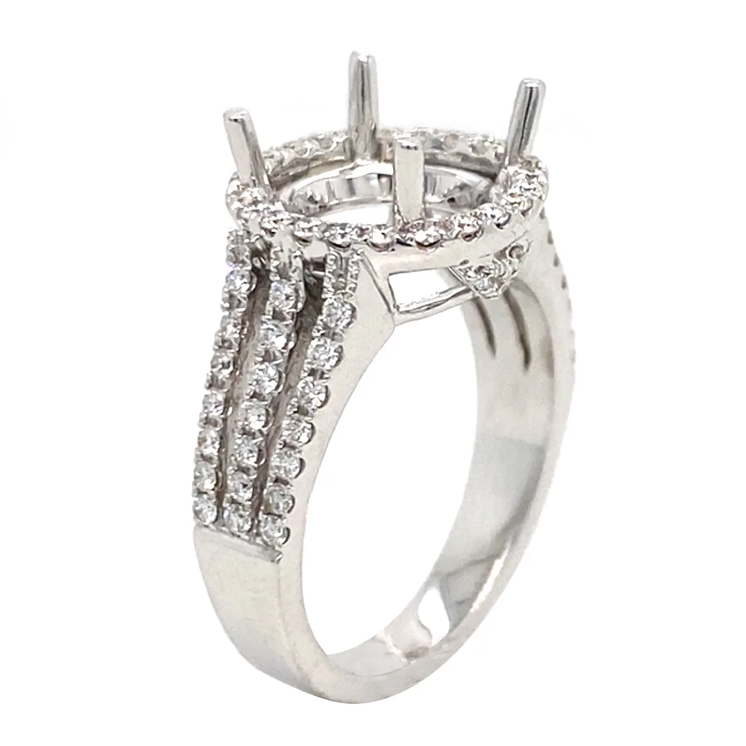 18K White Gold Semi Mount Ring