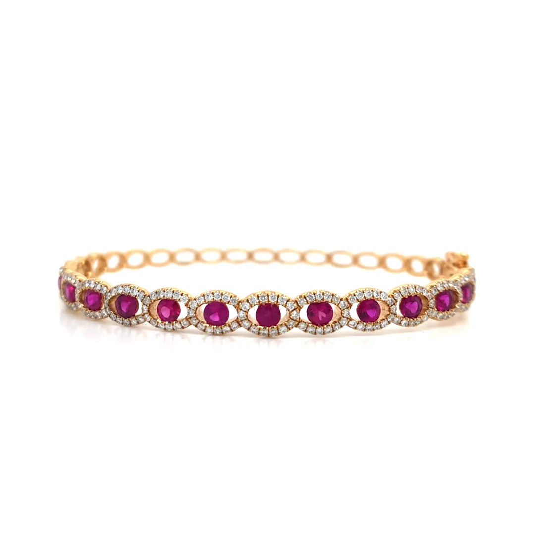 18K Rose Gold Ruby Bangle