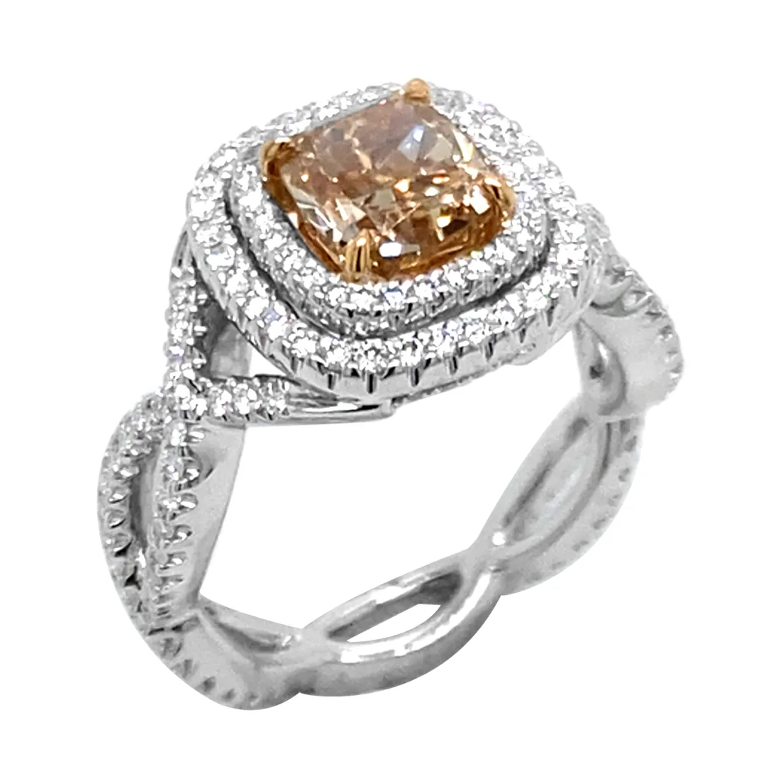 18K Two-Tone Gold Brown Diamond Ring