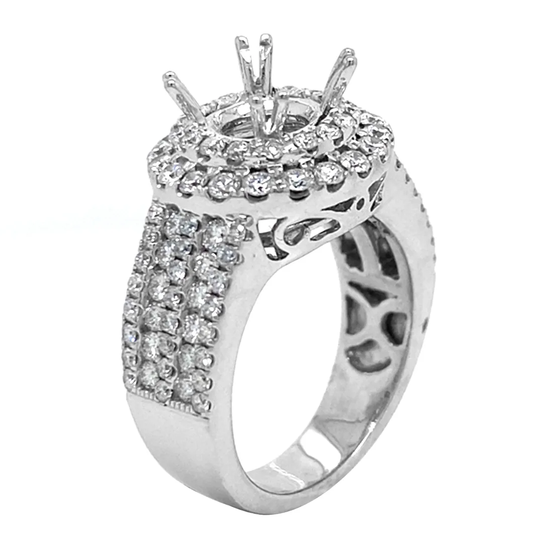 18K White Gold Semi Mount Ring