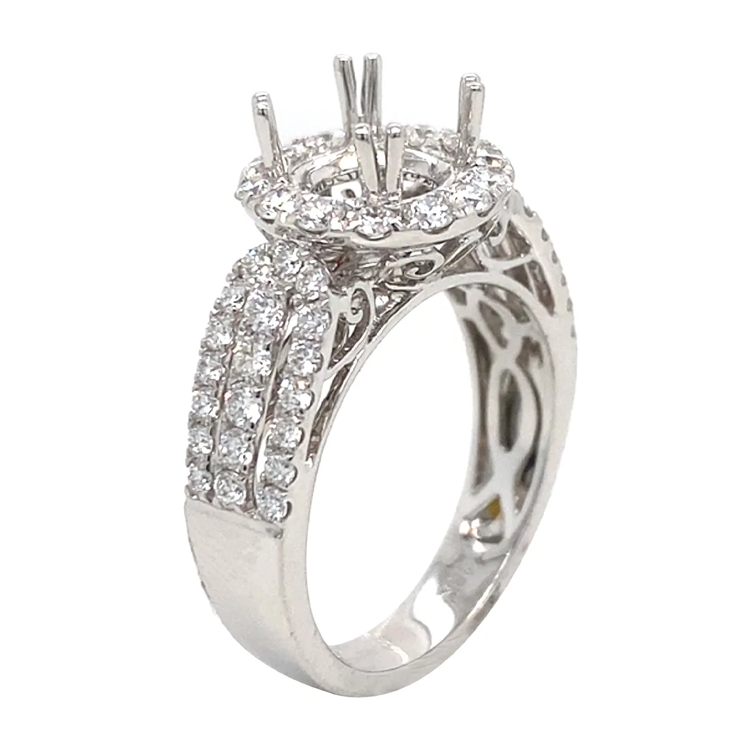 18K White Gold Semi Mount Ring