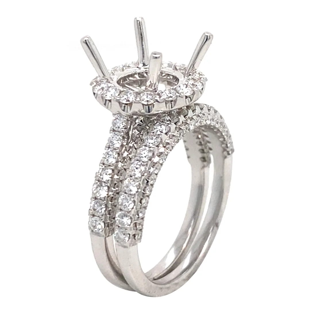 18K White Gold Semi Mount Set Ring