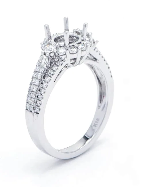 18K White Gold Semi Mount Ring