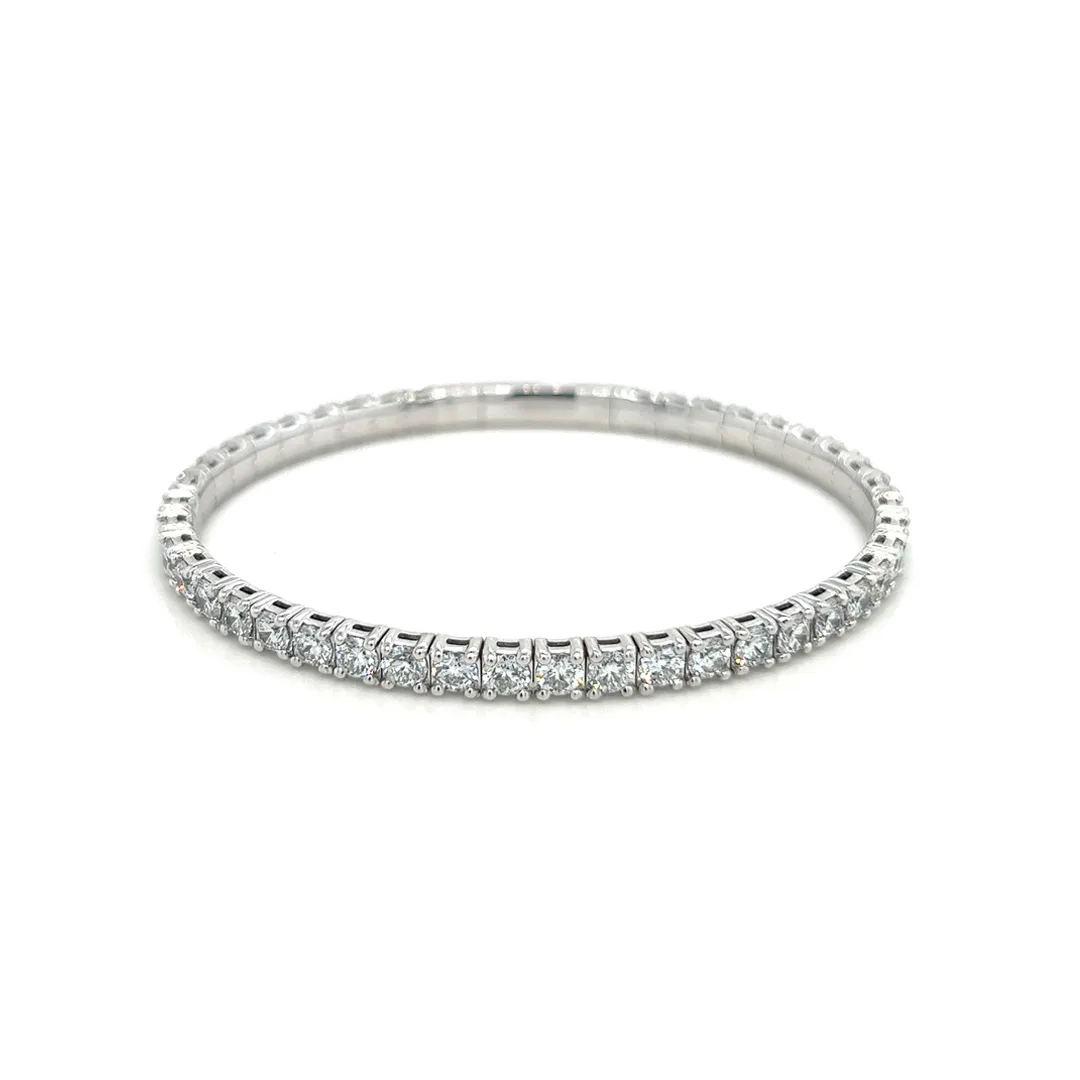 18K White Gold Tennis Stretchy Diamond Bangle