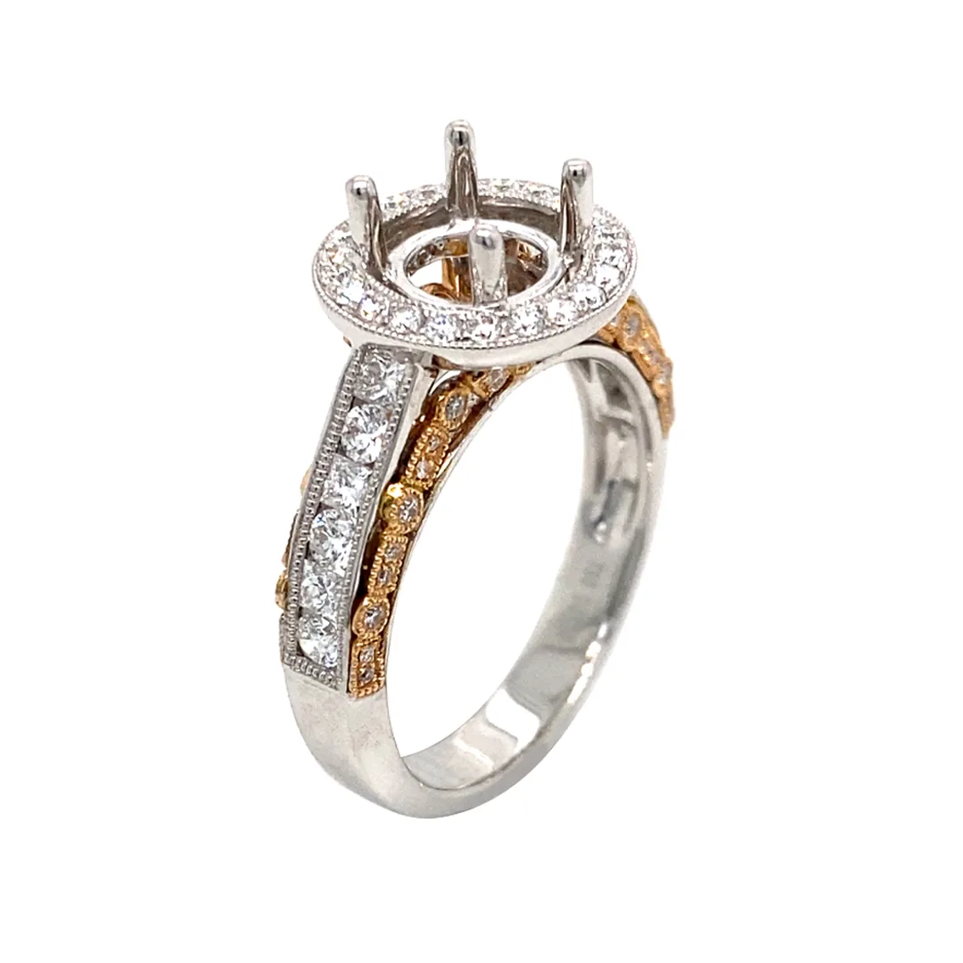 18K Two-Tone Gold Semi Mount Ring