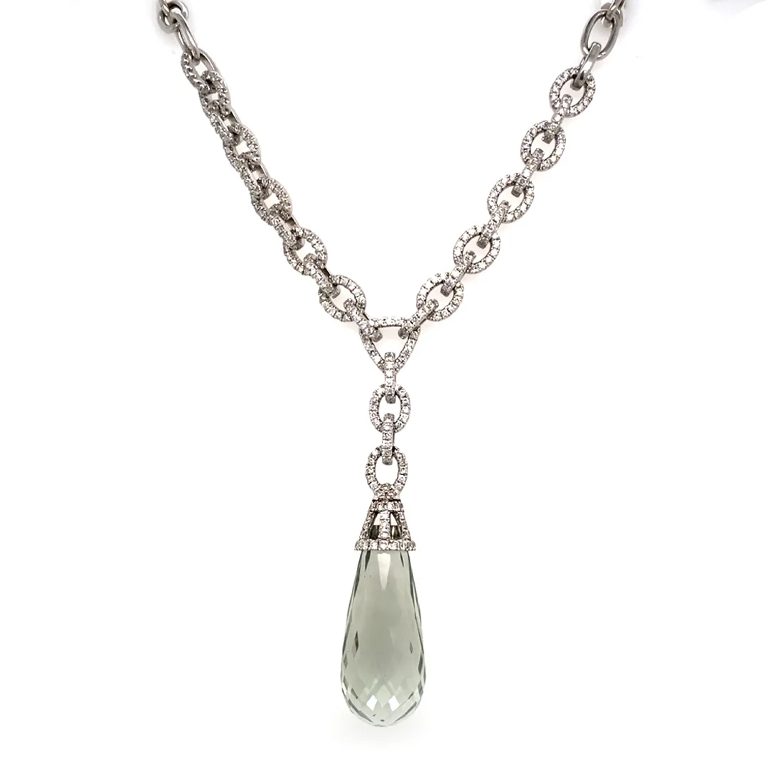 18K White Gold Quartz Necklace