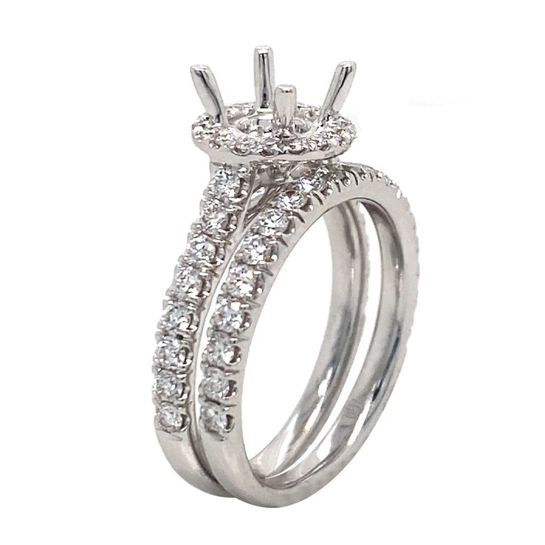18K White Gold Semi Mount Set Ring