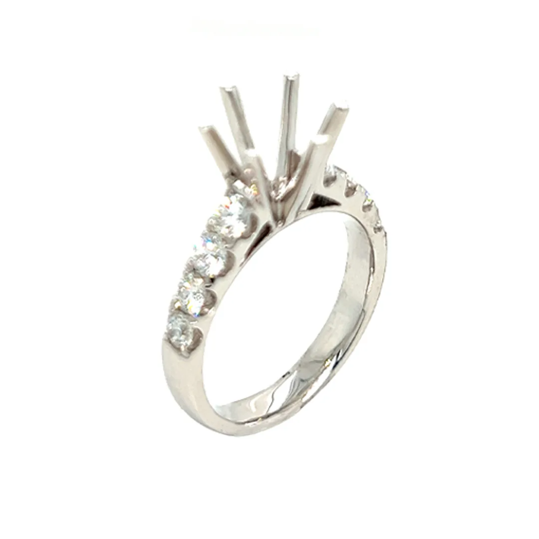 18K White Gold Semi Mount Ring