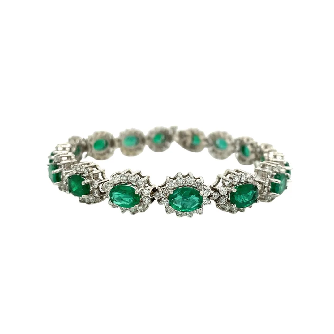 18K White Gold Emerald Bracelet