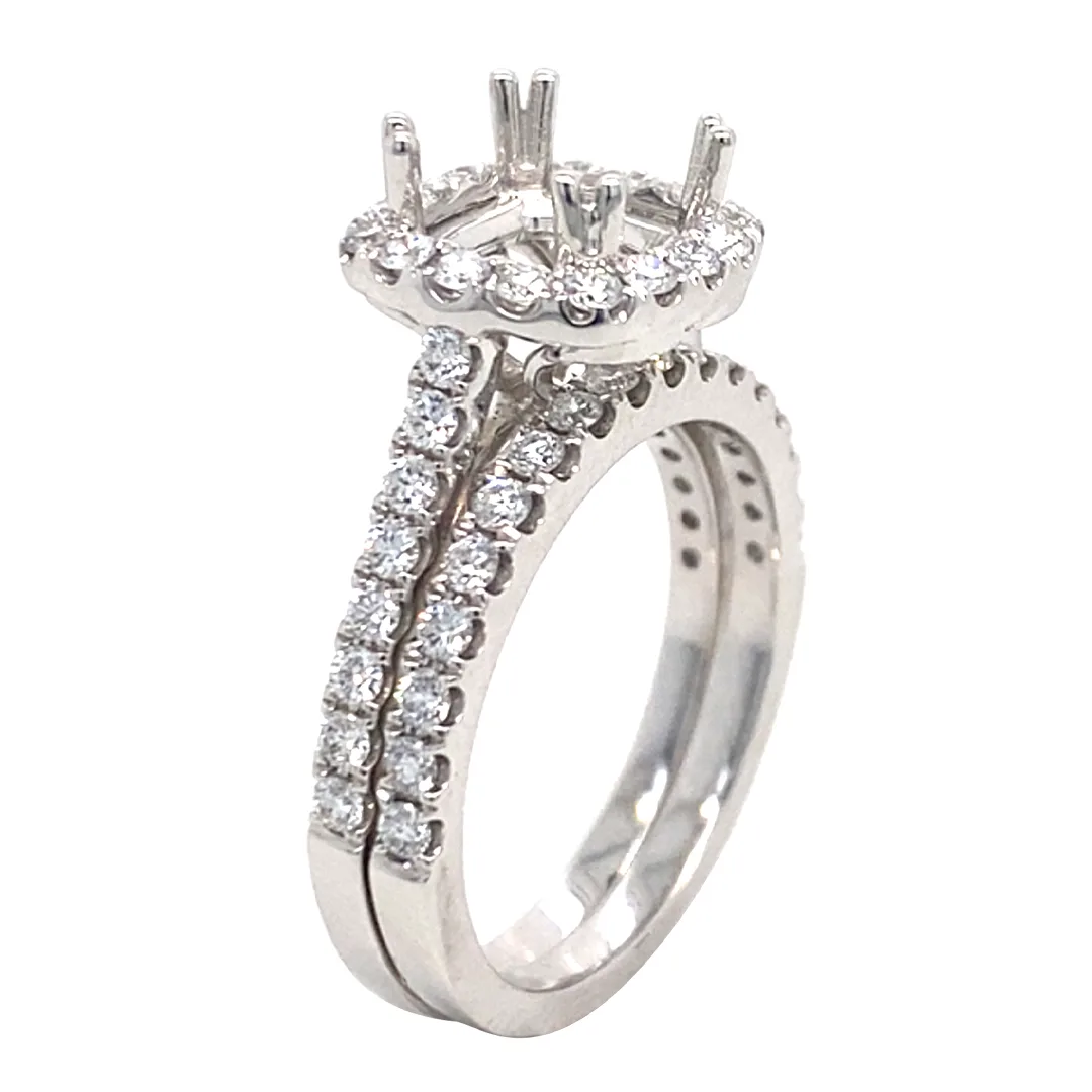 18K White Gold Diamond Semi Mount Set