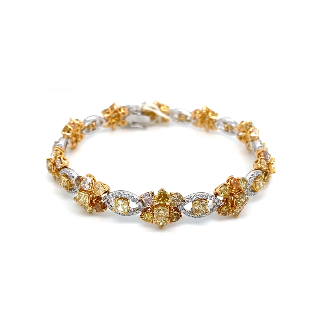 18K Tri-Color Gold Fancy Diamond Bracelet