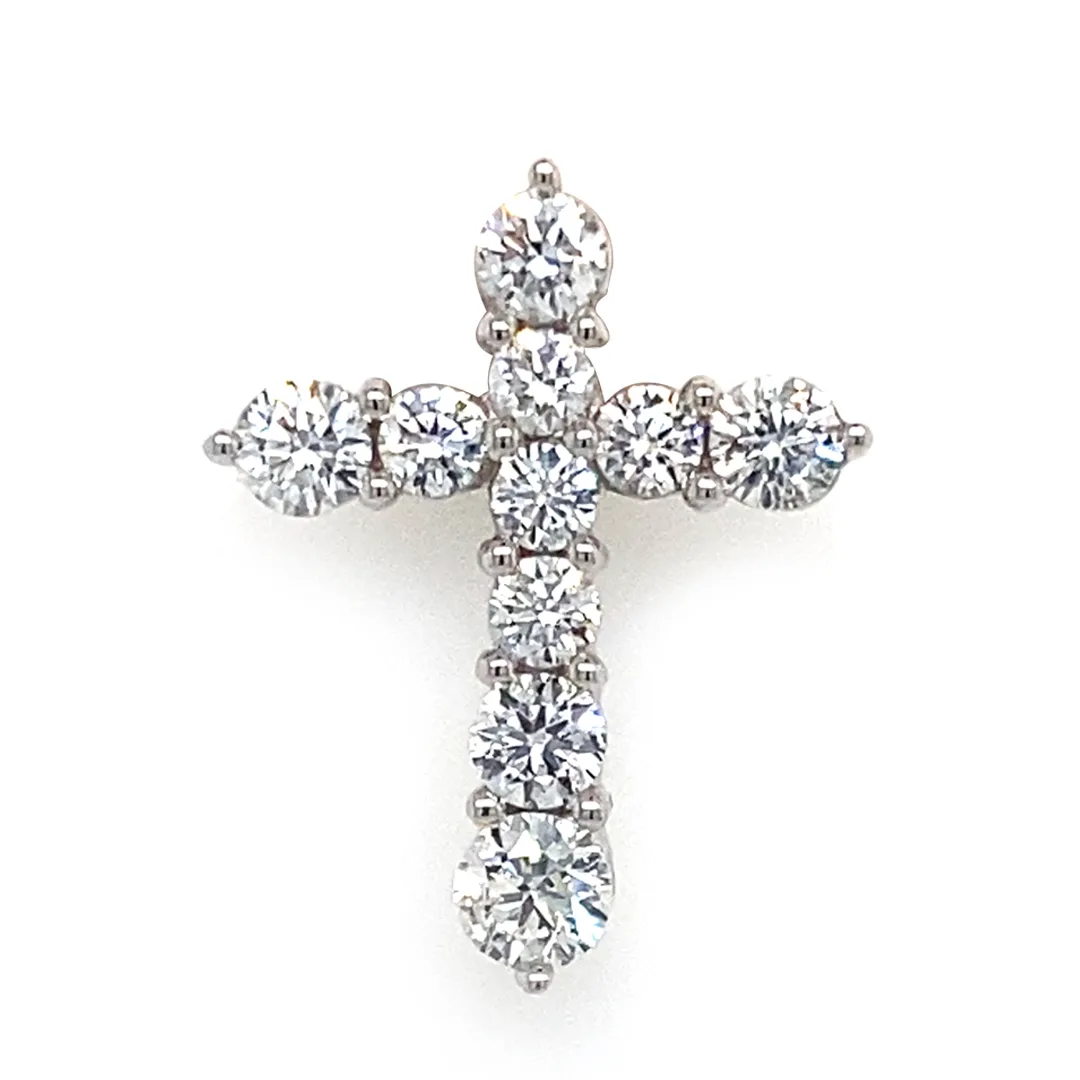 18K White Gold Diamond Cross Pendant