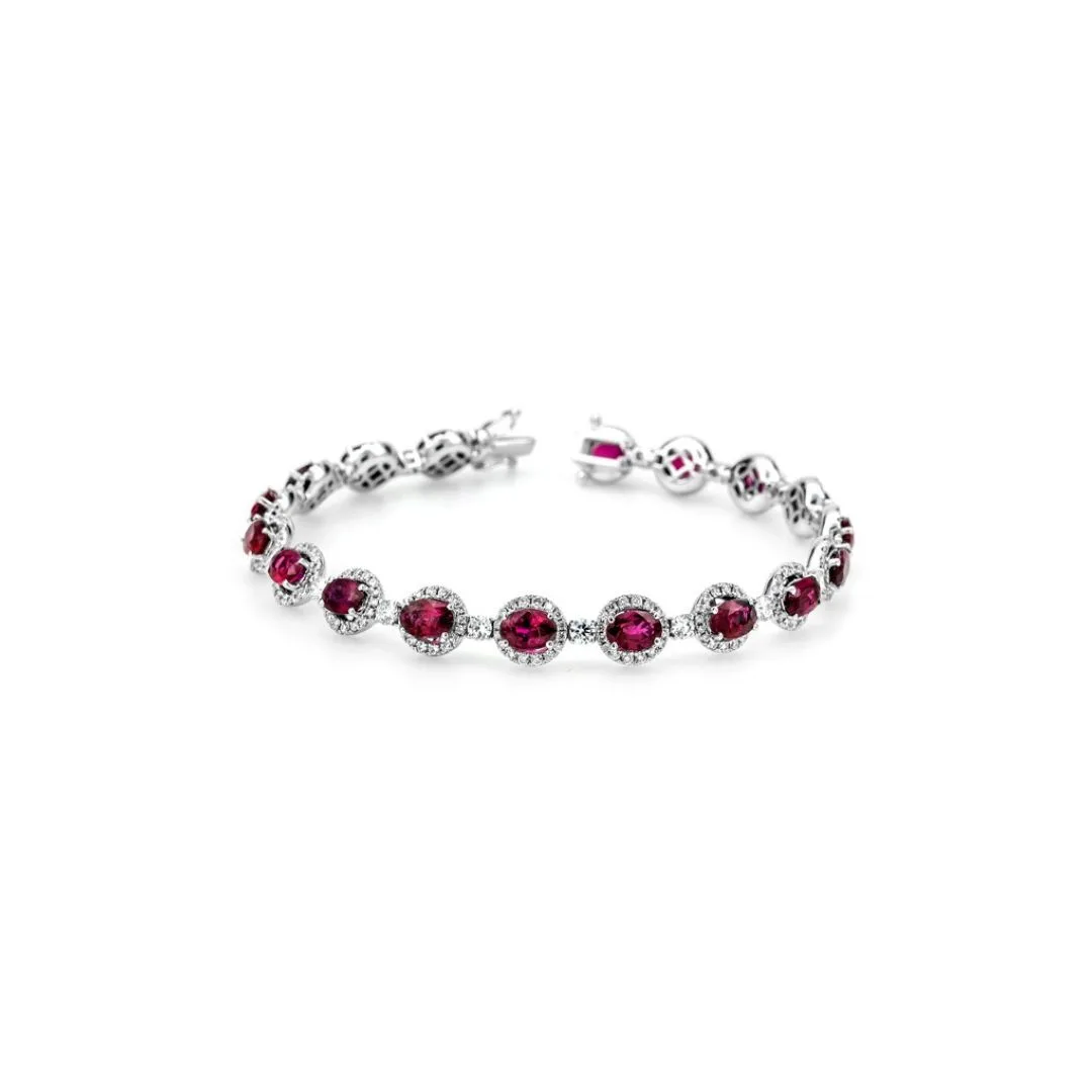 18K White Gold Ruby Bracelet