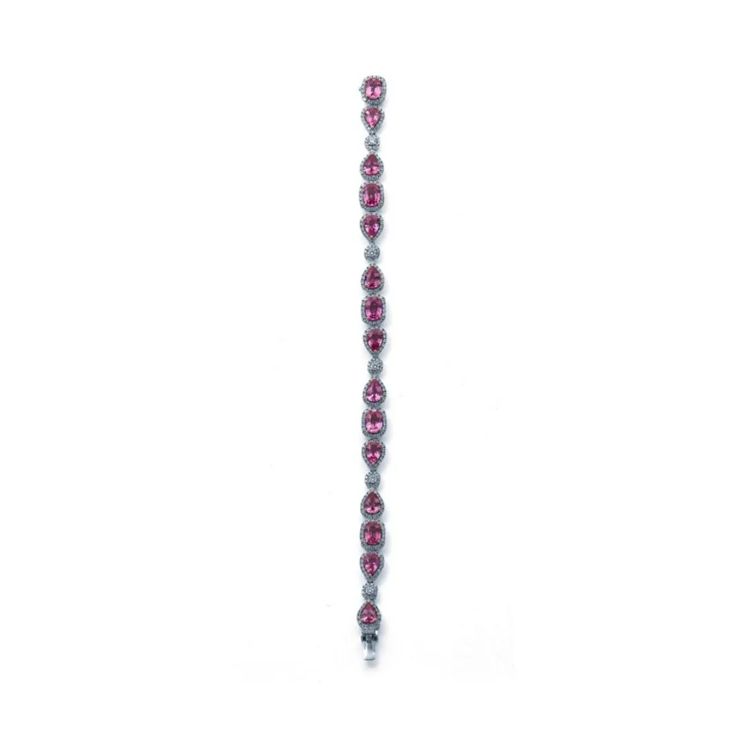 18K White Gold Pink Sapphire Bracelet