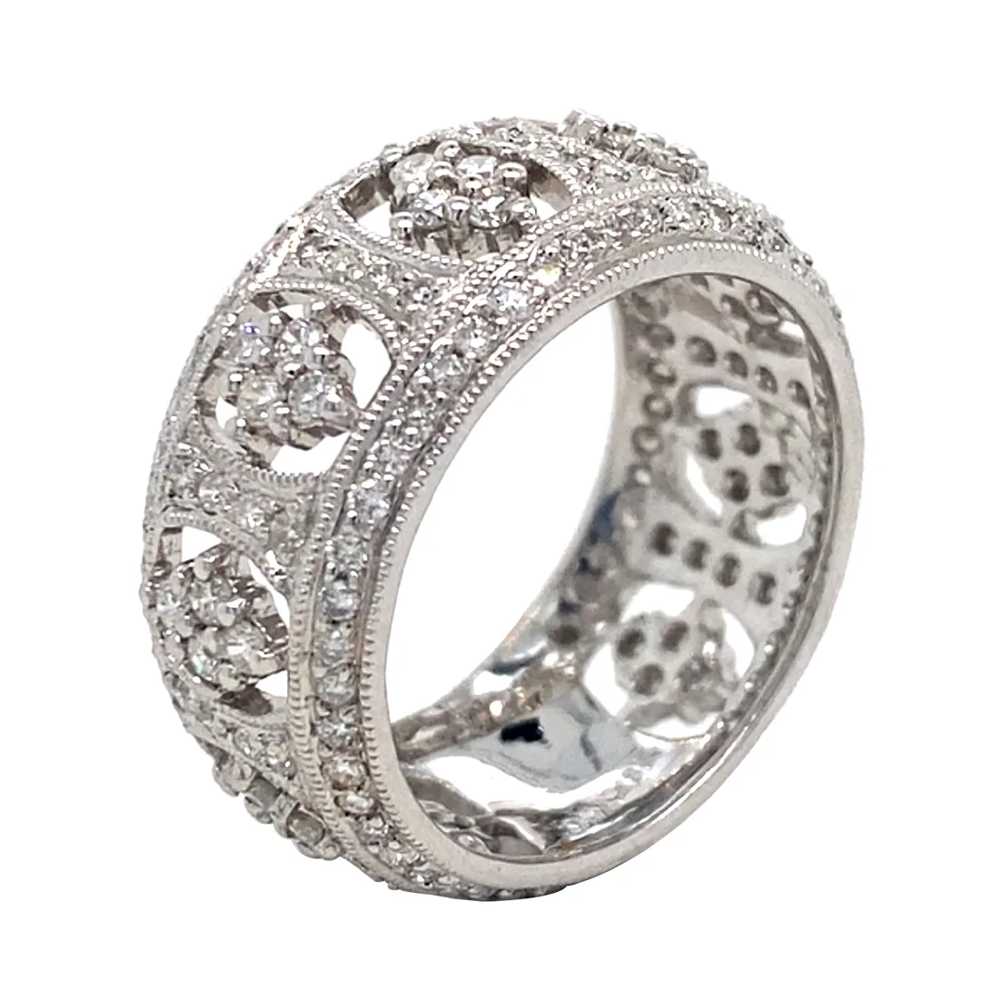 18K White Gold Diamond Band