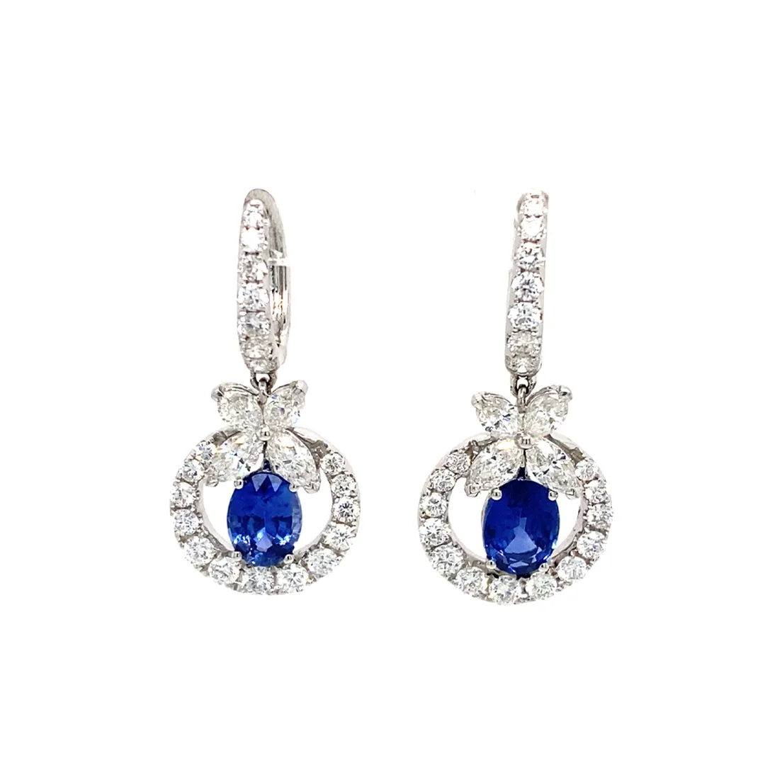 18K White Gold Sapphire Earrings