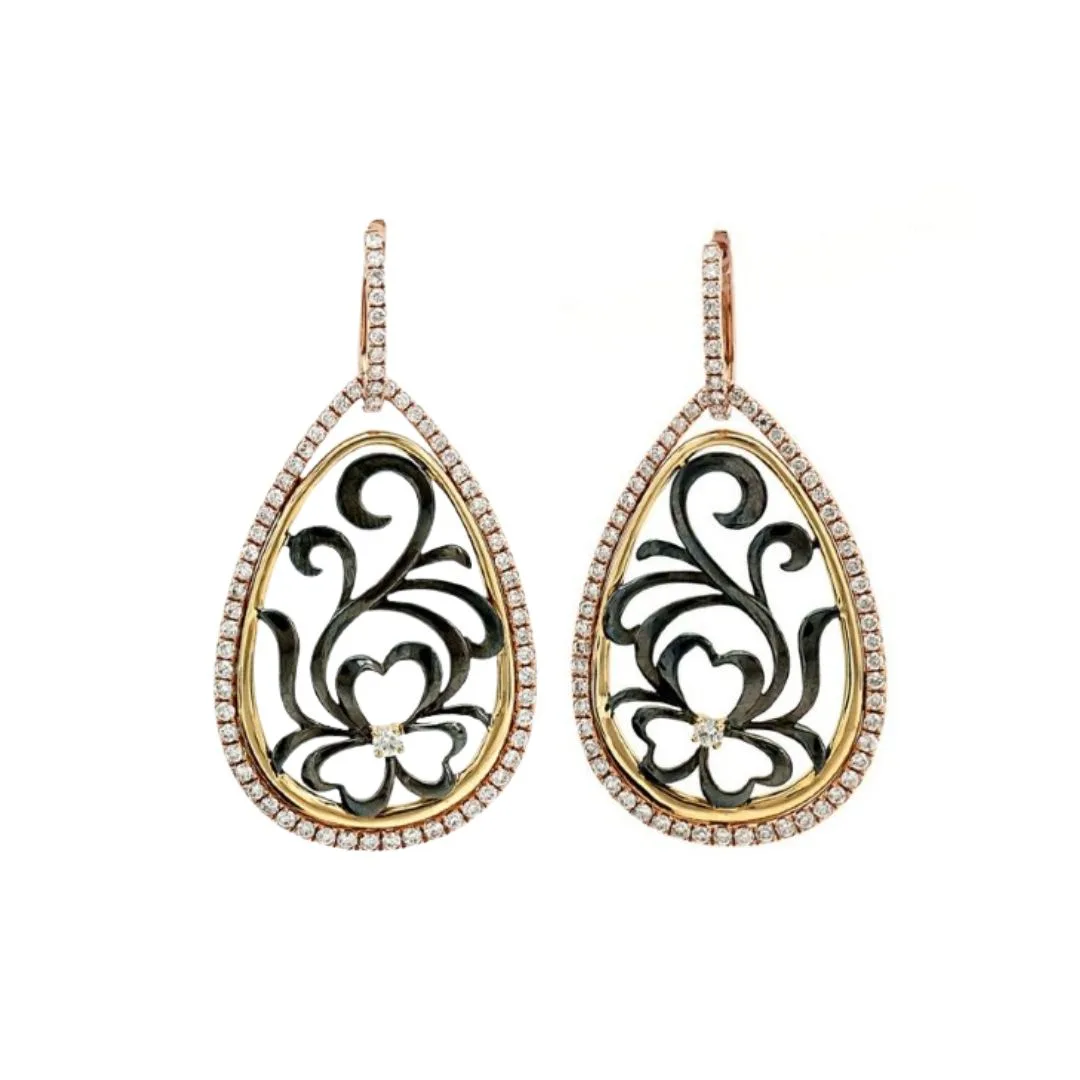 18K Two-Tone Diamond Earrings
