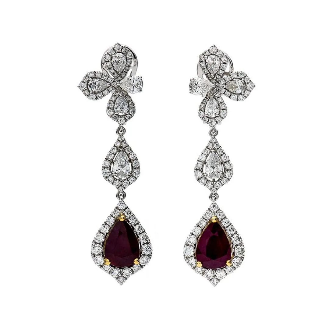 18K White Gold Ruby Earrings
