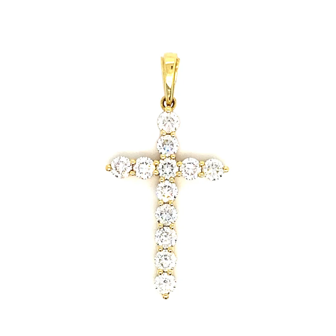 18K Yellow Gold Diamond Cross Pendant