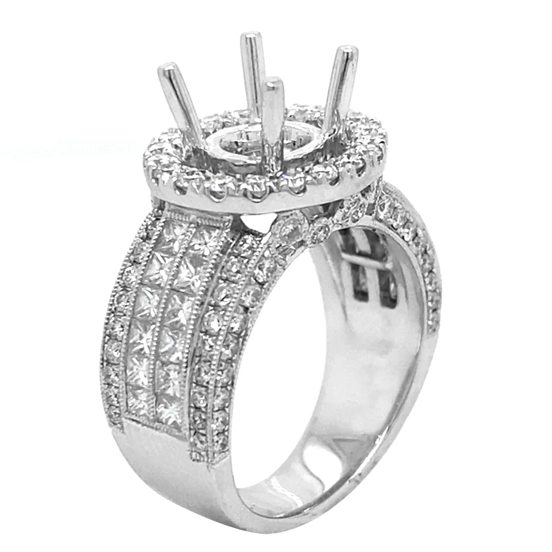 18K White Gold Semi Mount Ring