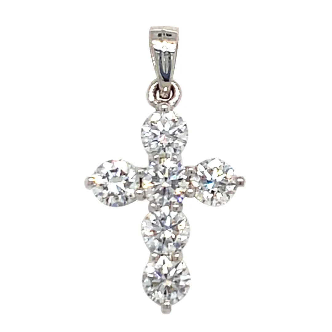 18K White Gold Diamond Cross Pendant