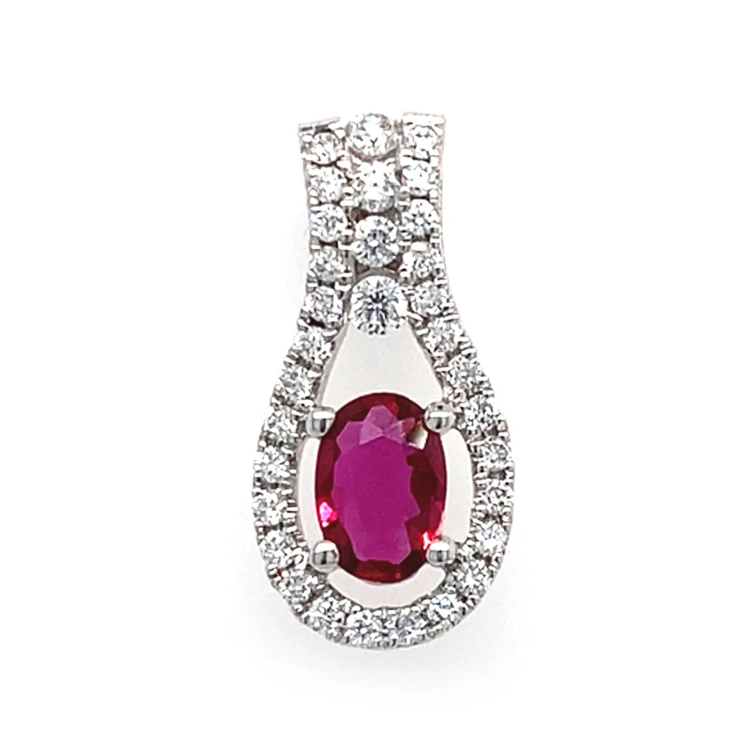 18K White Gold Ruby Pendant