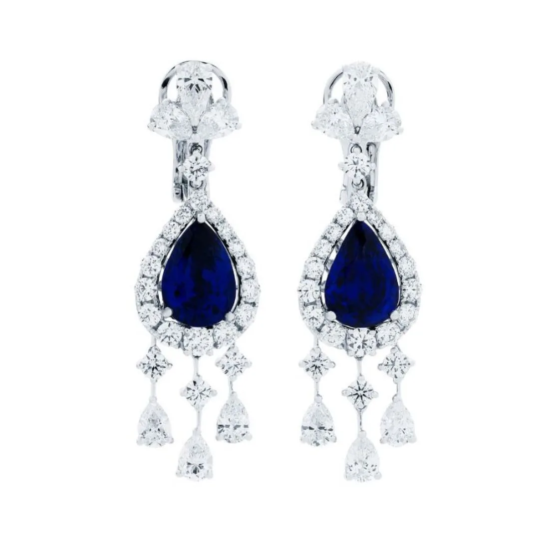 18K White Gold Sapphire Earrings