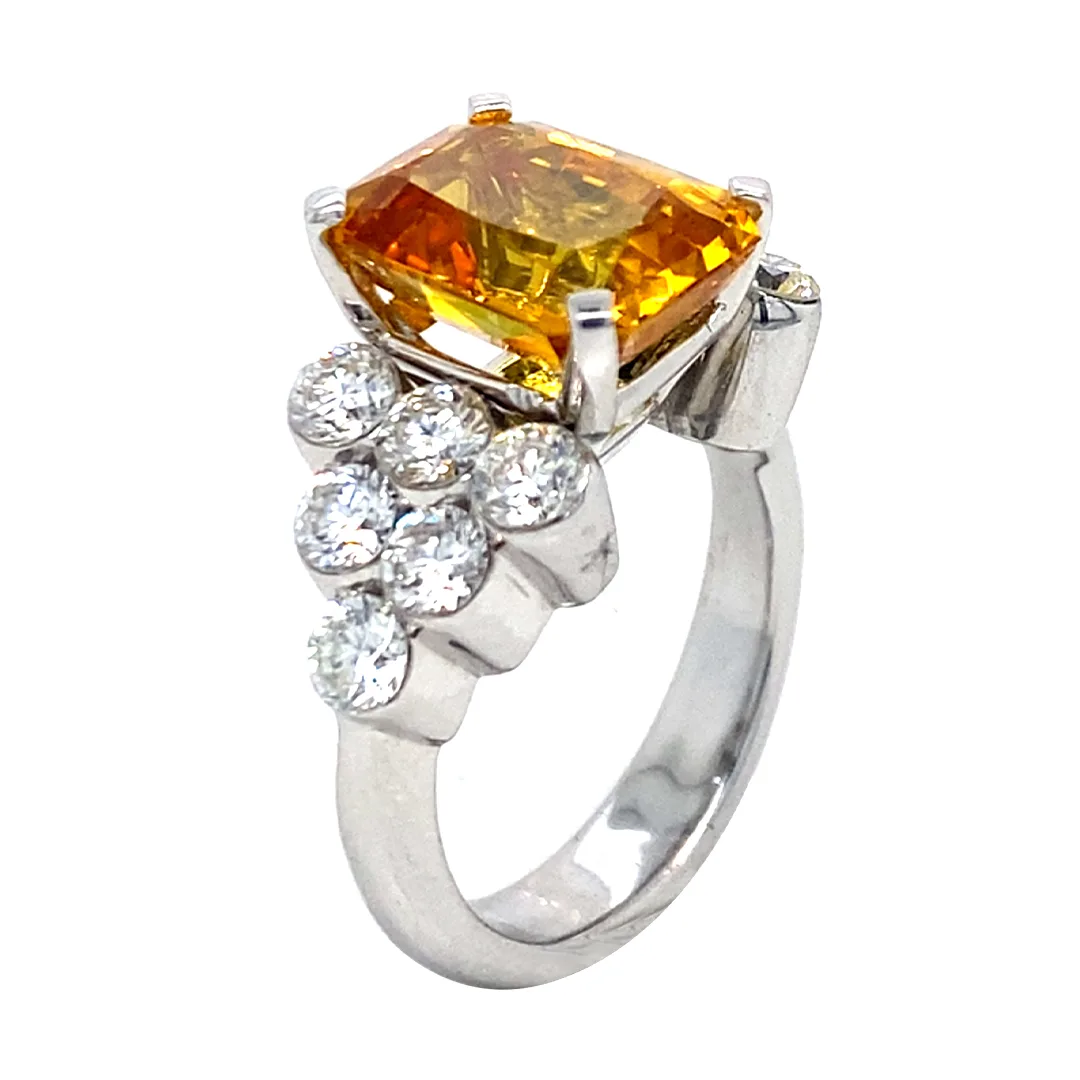 18K White Gold Yellow Sapphire Ring