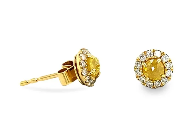 18K Yellow Gold Yellow Diamond Earrings