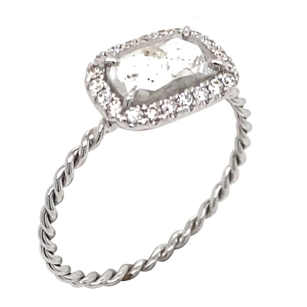 18K White Gold Diamond Slice Ring
