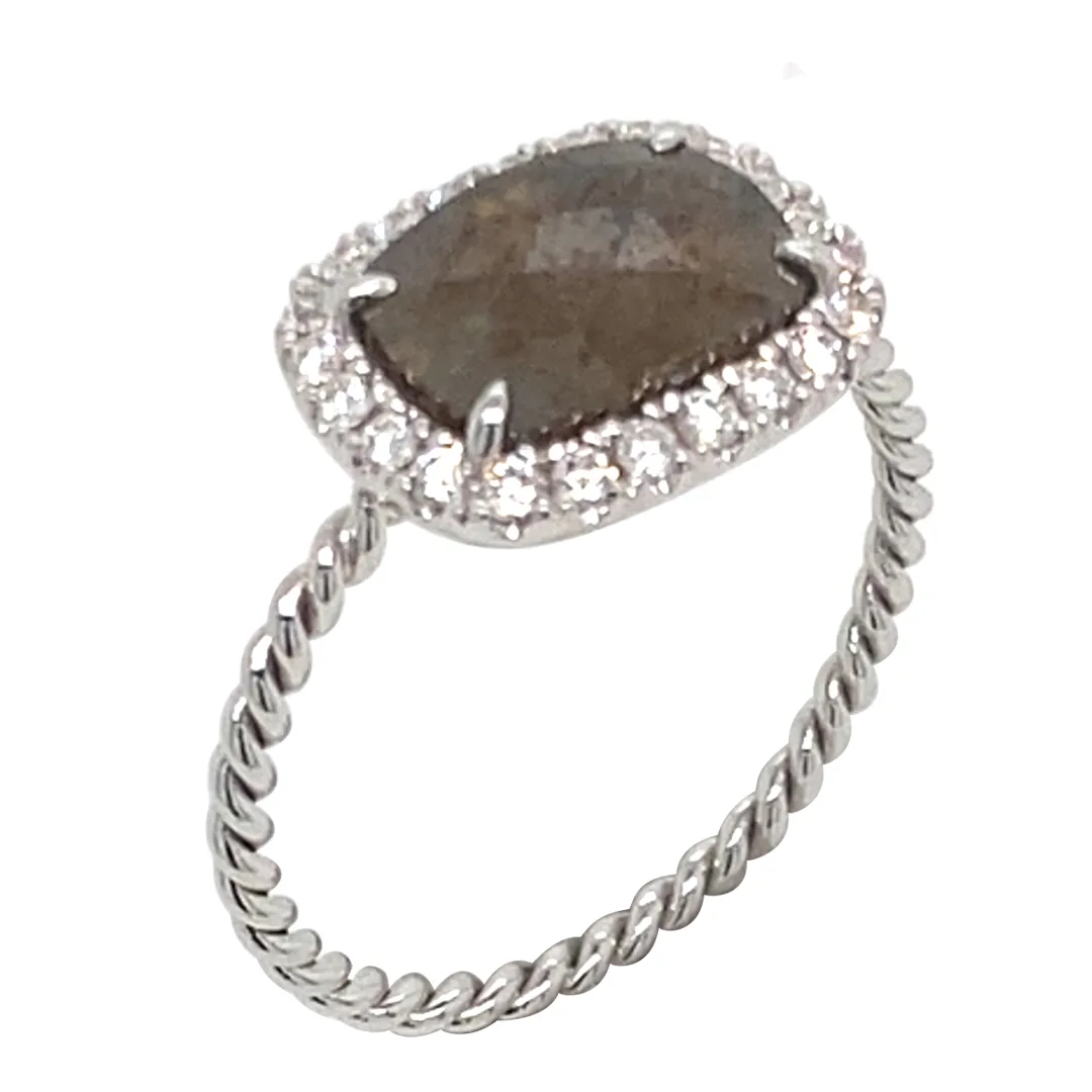 18K White Gold Rose Cut Diamond Ring