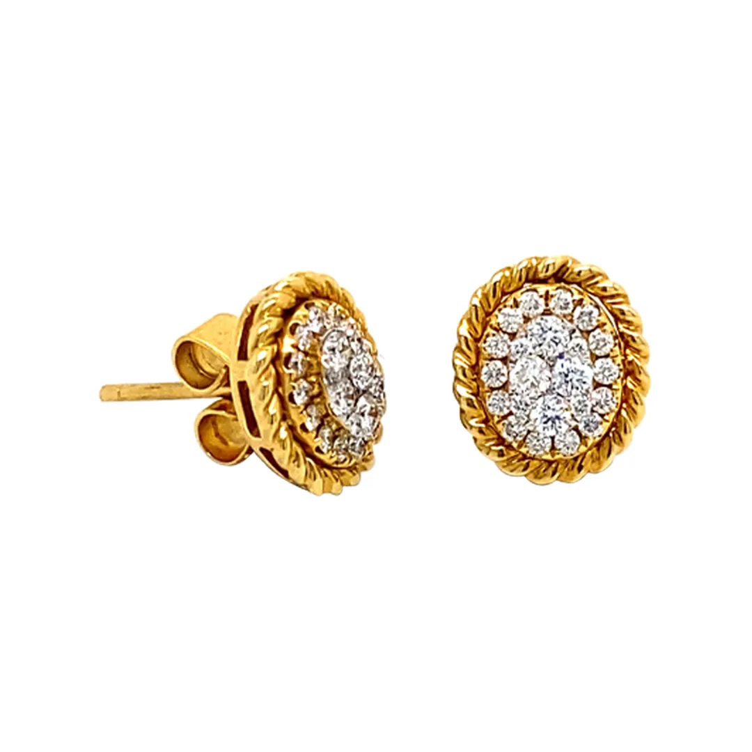 18K Yellow Gold Diamond Earrings
