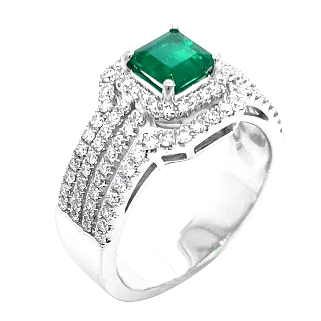 18K White Gold Emerald Ring