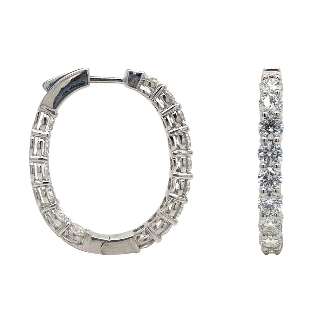 18K White Gold Diamond Hoop Earrings