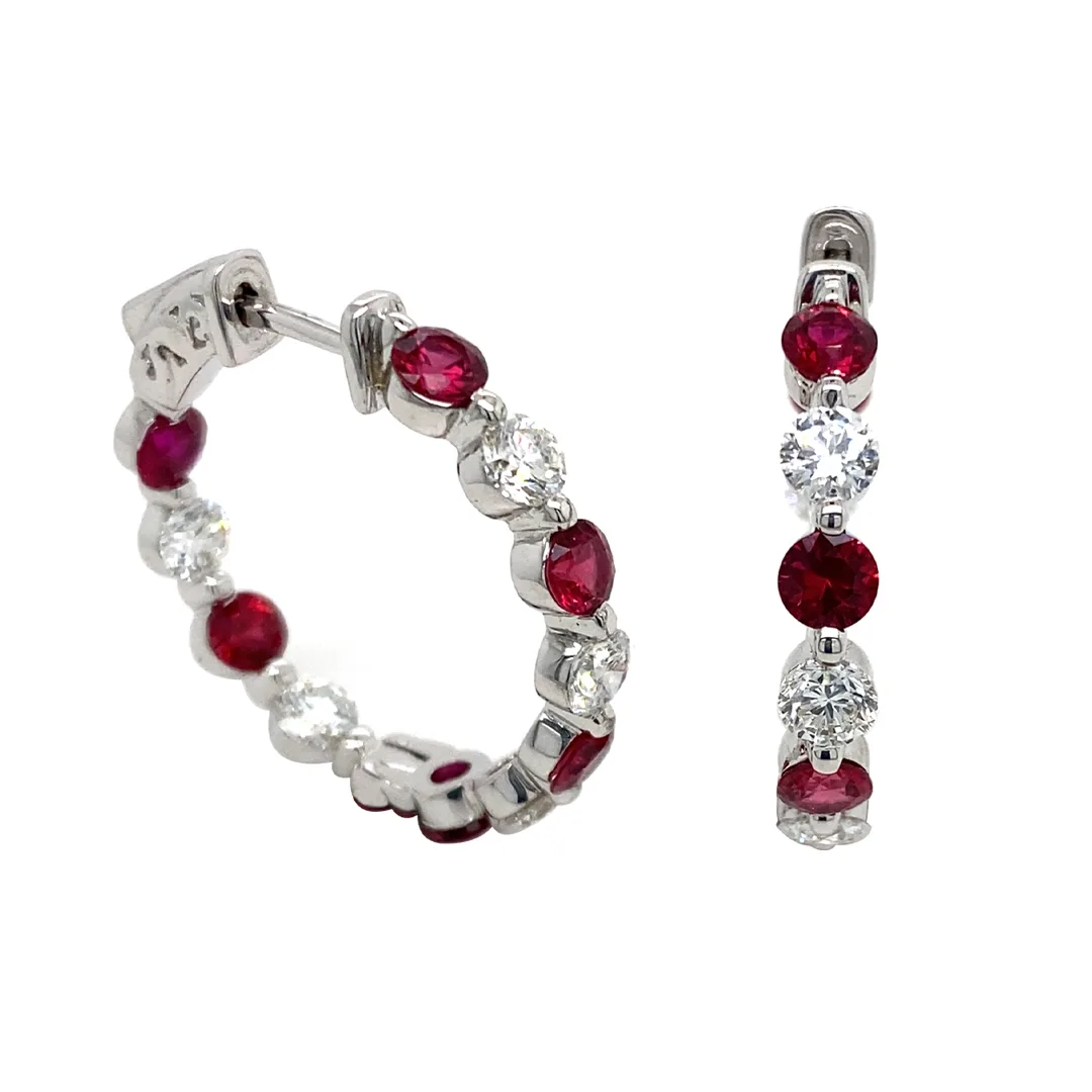 18K White Gold Ruby Earrings