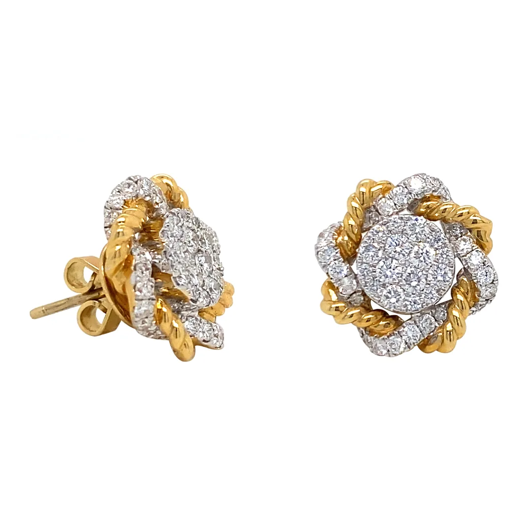 18K Two-Tone Diamond Earrings