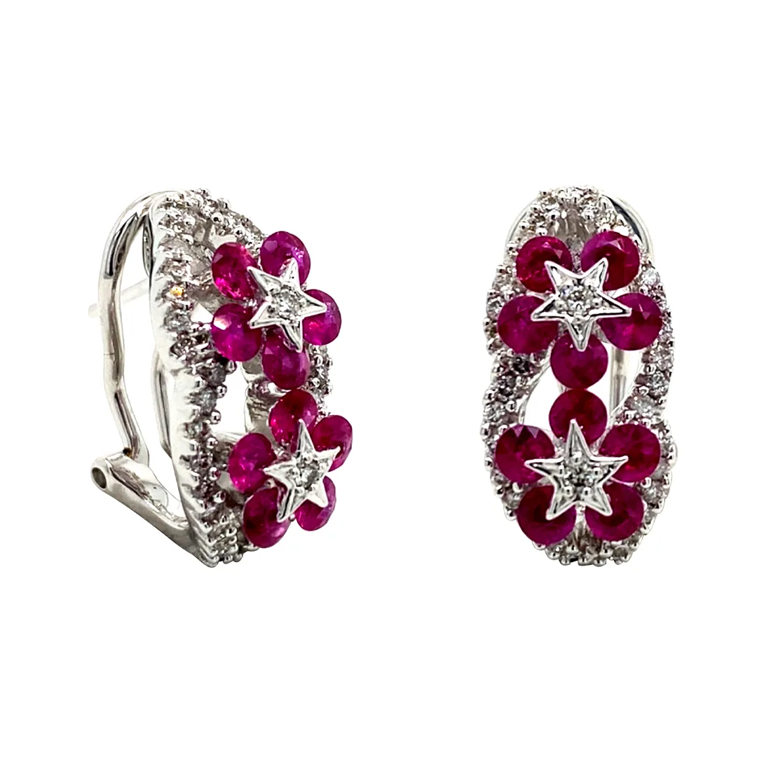 18K White Gold Ruby Earrings
