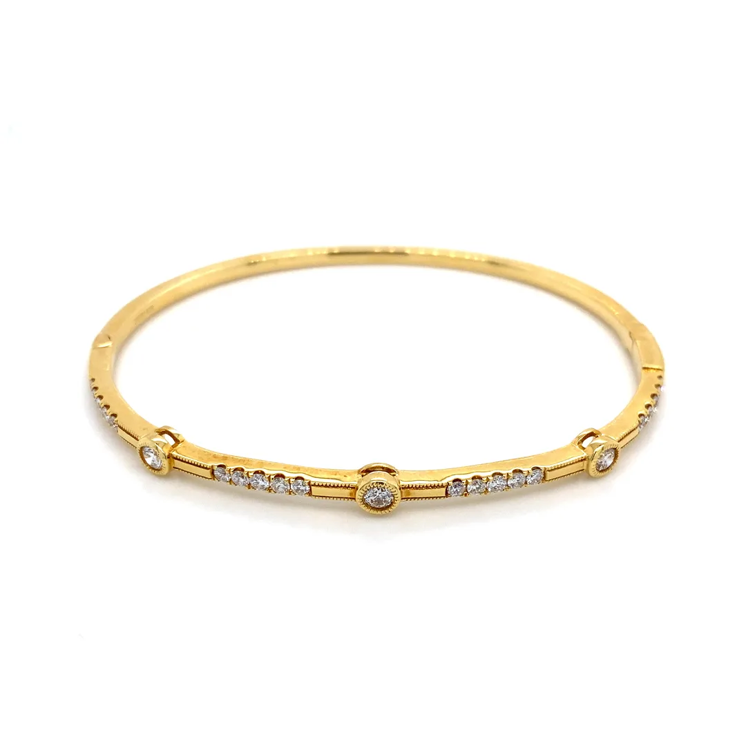 18K Yellow Gold Diamond Bangle
